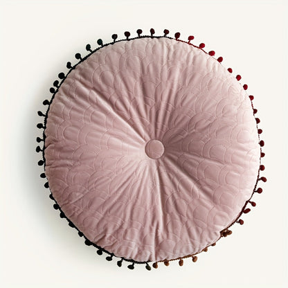 Soft Round Plush Quilted Ottoman Cushion Pad