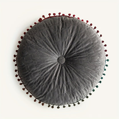 Soft Round Plush Quilted Ottoman Cushion Pad