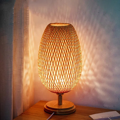 Rustic Natural Bamboo Desk Lamp
