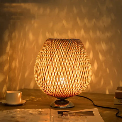 Rustic Natural Bamboo Desk Lamp