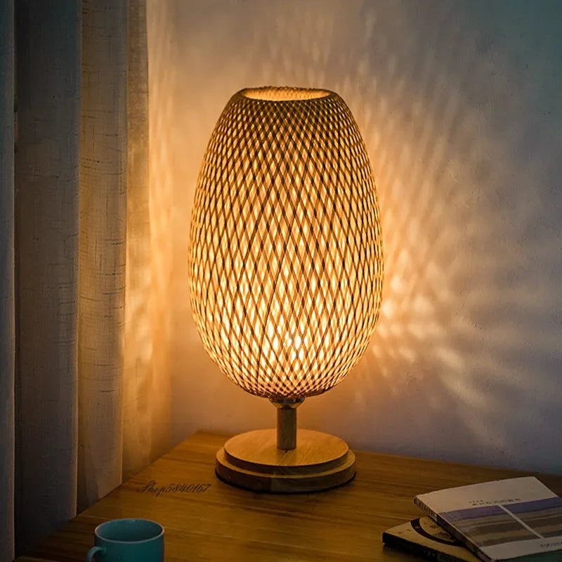 Rustic Natural Bamboo Desk Lamp
