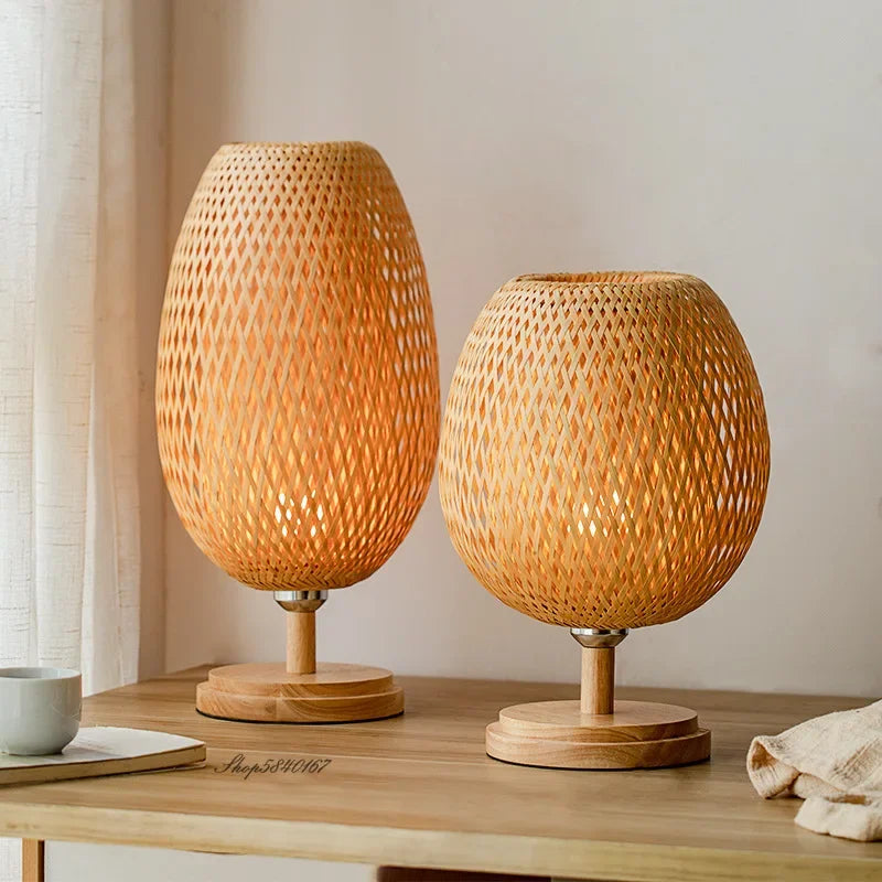 Rustic Natural Bamboo Desk Lamp