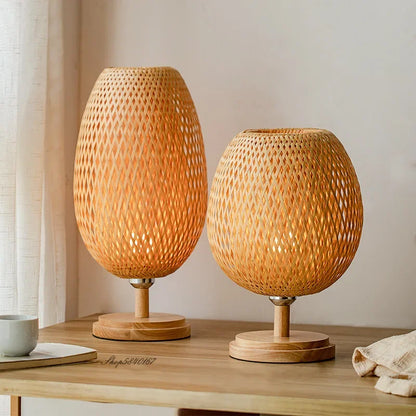 Rustic Natural Bamboo Desk Lamp