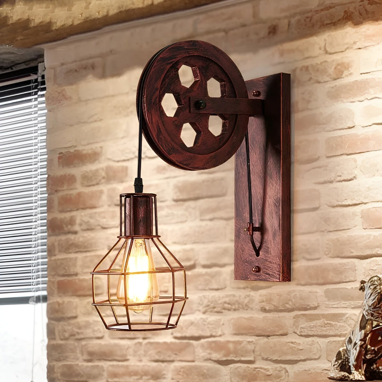 Rustic Metal Wall Lamp - Vintage LED Light Fixture