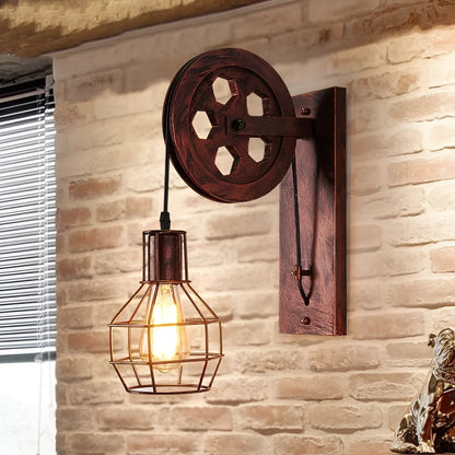 Rustic Metal Wall Lamp - Vintage LED Light Fixture