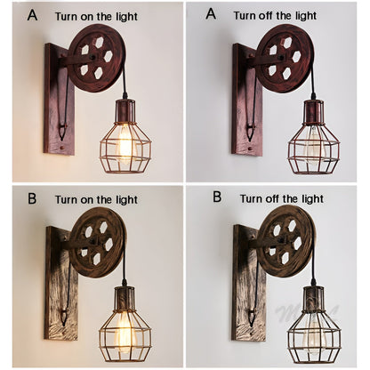 Rustic Metal Wall Lamp - Vintage LED Light Fixture