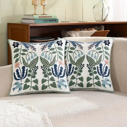 Classic Floral Embroidered Pillow Cover - Befez