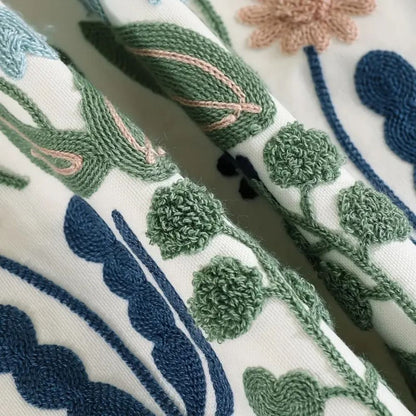 Classic Floral Embroidered Pillow Cover