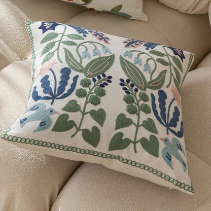 Classic Floral Embroidered Pillow Cover