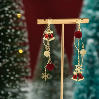 Befez | Christmas Tree Earrings - Green & Gold, Lightweight & Festive with Elegant Bow