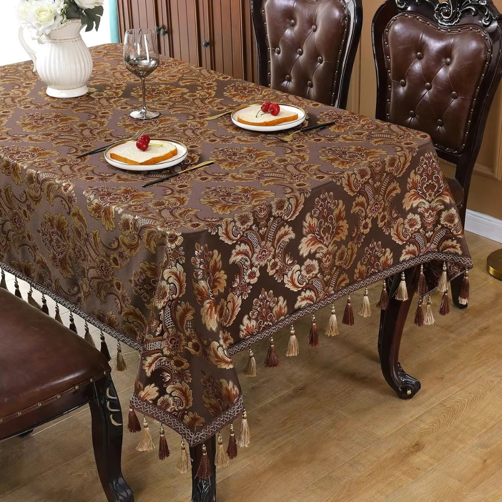 Rustic Embroidered Fringe Table Cover