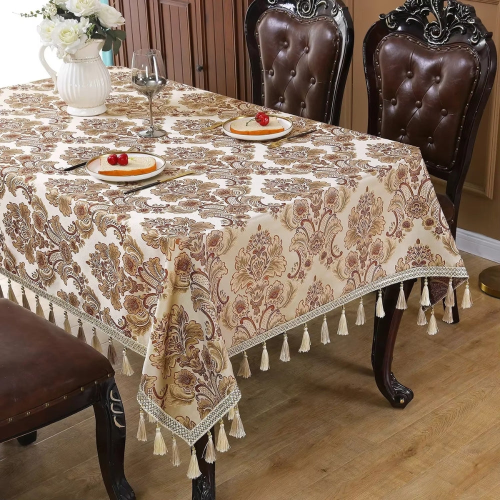 Rustic Embroidered Fringe Table Cover