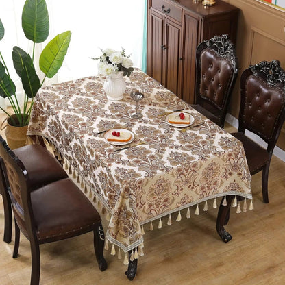Rustic Embroidered Fringe Table Cover