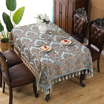 Rustic Embroidered Fringe Table Cover