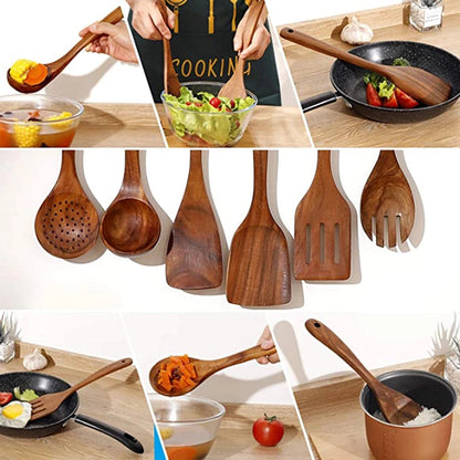 Eco Friendly Wooden Kitchen Utensil Set - Durable & Easy Clean