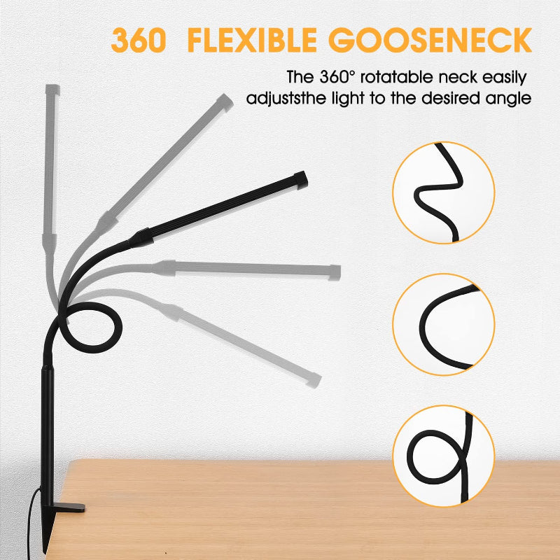 Compact LED Office Lamp with Adjustable Arm and USB Port