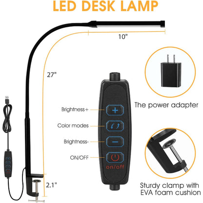 Compact LED Office Lamp with Adjustable Arm and USB Port