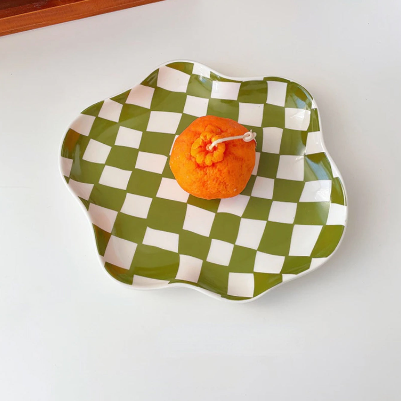 Colorful Checkerboard Serving Tray - Black Green