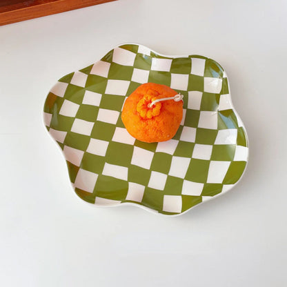 Colorful Checkerboard Serving Tray - Black Green