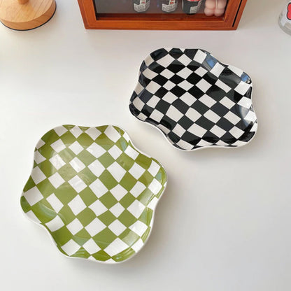 Colorful Checkerboard Serving Tray - Black Green - Befez