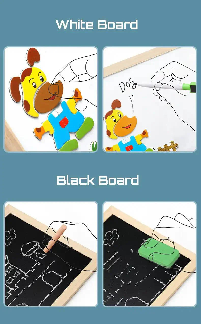 Kid's Double Sided Chalkboard Drawing Table