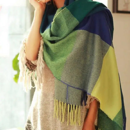 Warm Plaid Scarf Soft Cashmere Feel 180cm