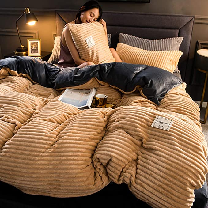 Soft Plush Winter Duvet Cover Warm Comforter Set