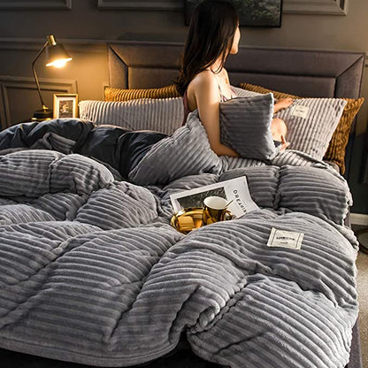 Soft Plush Winter Duvet Cover Warm Comforter Set