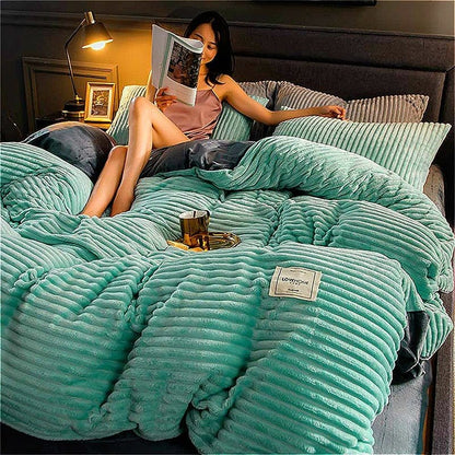 Soft Plush Winter Duvet Cover Warm Comforter Set