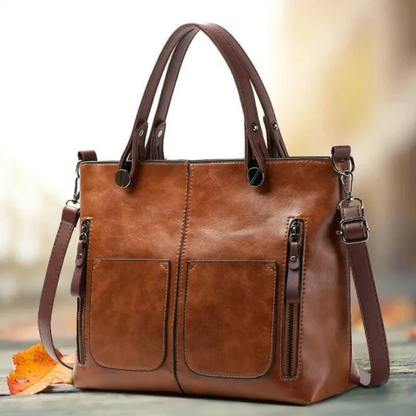 Stylish Women's Leather Multi Pocket Shoulder Bag