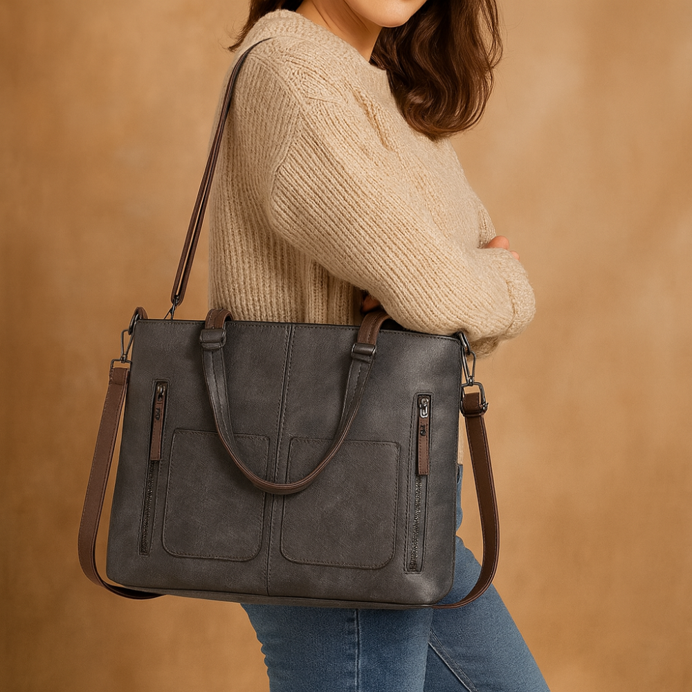 Stylish Women's Leather Multi Pocket Shoulder Bag