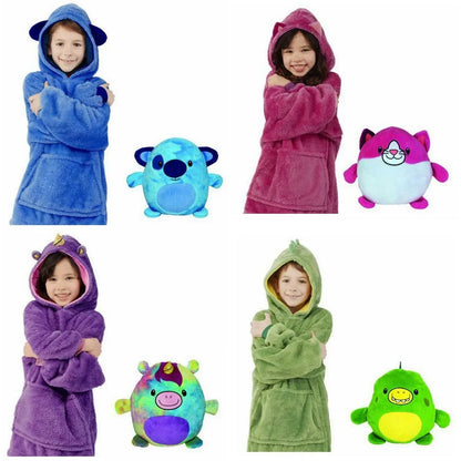 Soft Plush Kids Hoodie Pillow Toy for Cold Weather