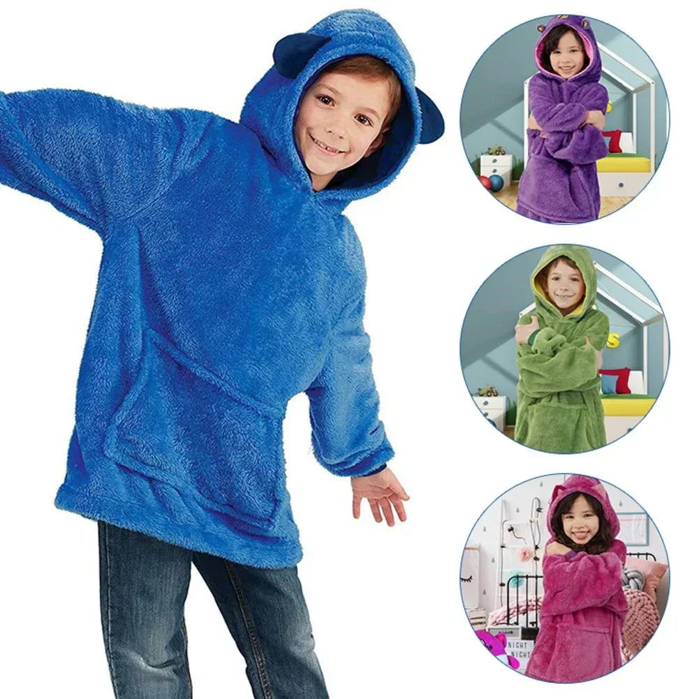 Soft Plush Kids Hoodie Pillow Toy for Cold Weather