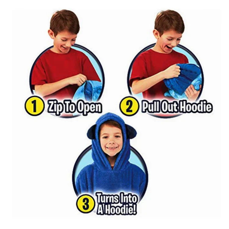Soft Plush Kids Hoodie Pillow Toy for Cold Weather