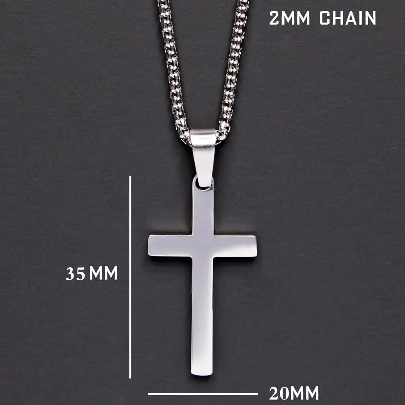 Simple Silver Cross Chain Necklace