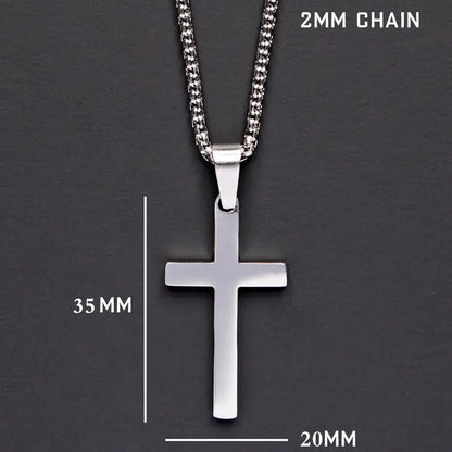 Simple Silver Cross Chain Necklace