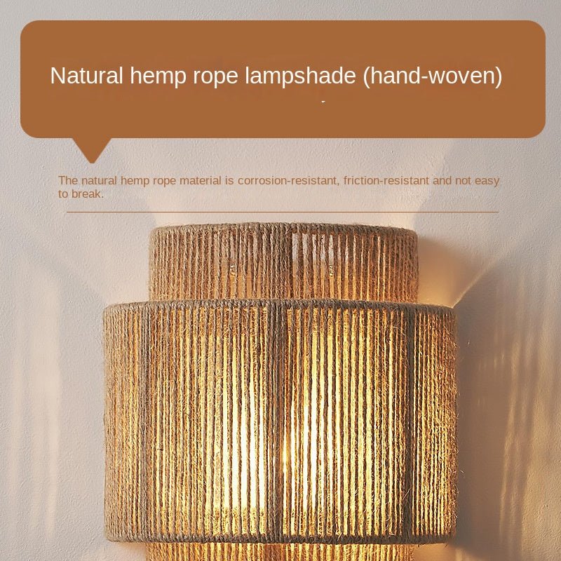 Rustic Woven LED Table Lamp Natural Fiber Shade