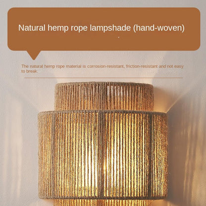 Rustic Woven LED Table Lamp Natural Fiber Shade