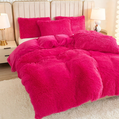 Cozy Soft Plush Duvet Cover Set with Zipper