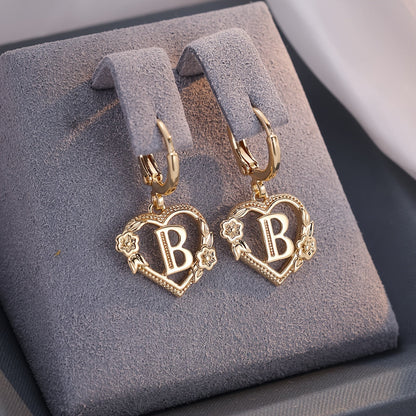 Delicate Monogram Heart Huggie Earrings