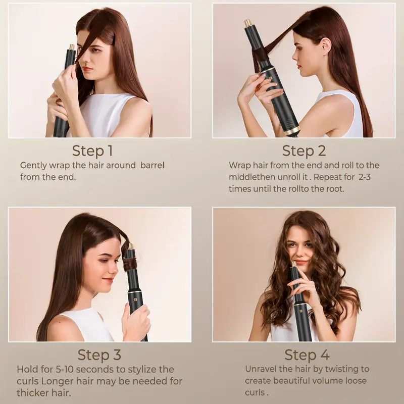 Versatile 5-in-1 Hair Styler Kit - Dryer, Curler, Straightener
