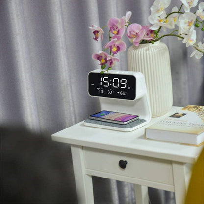 Smart Bedside Lamp with Wireless Charging and Alarm Clock