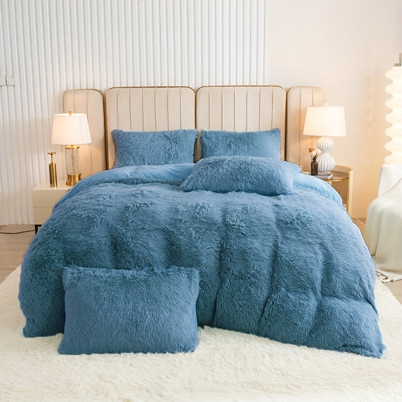 Cozy Soft Plush Duvet Cover Set with Zipper