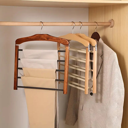 Compact Wooden Pant Organiser Hanger