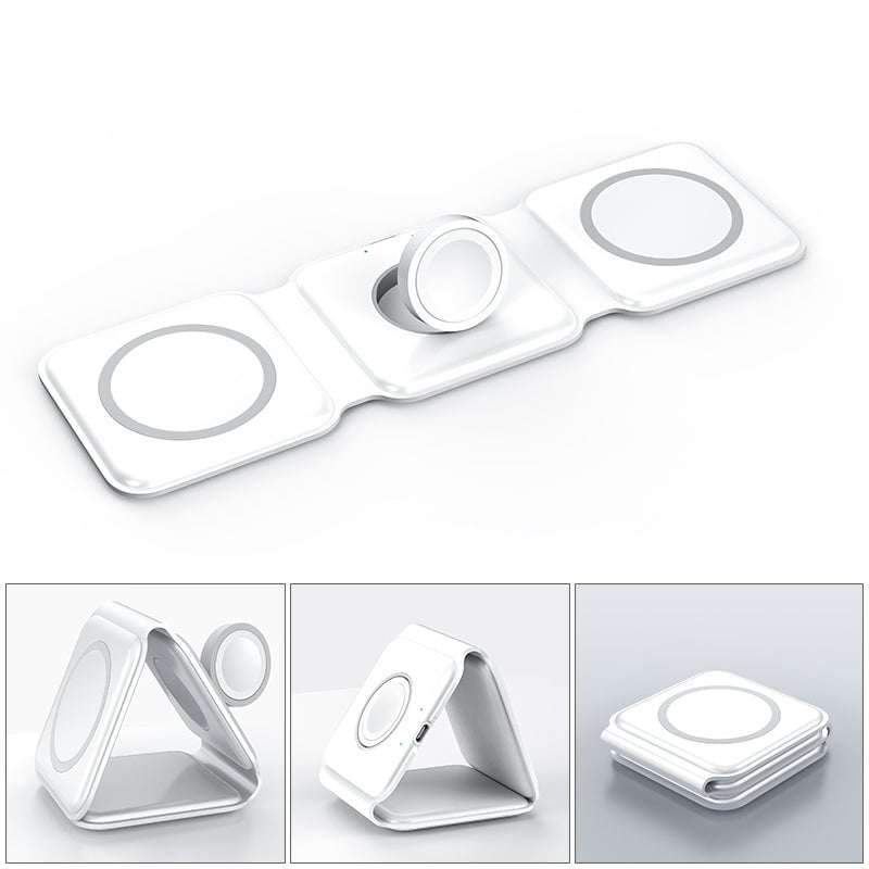 Compact 3 in 1 Portable Wireless Charging Pad