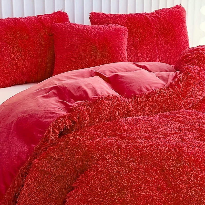 Cozy Soft Plush Duvet Cover Set with Zipper
