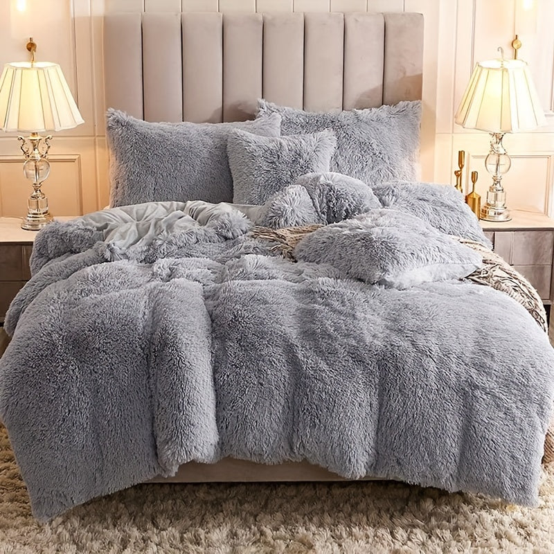 Cozy Soft Plush Duvet Cover Set with Zipper