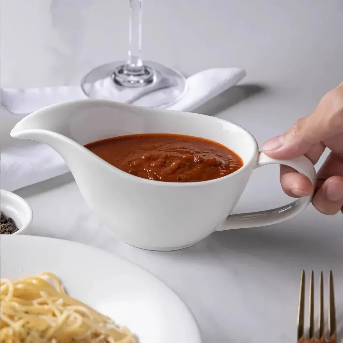 Stylish White Sauce Boat 220ml