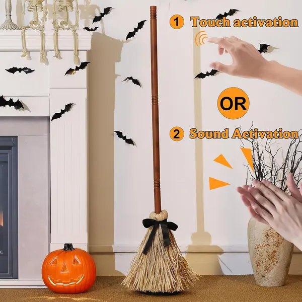 Spooky Floating Broom Decoration