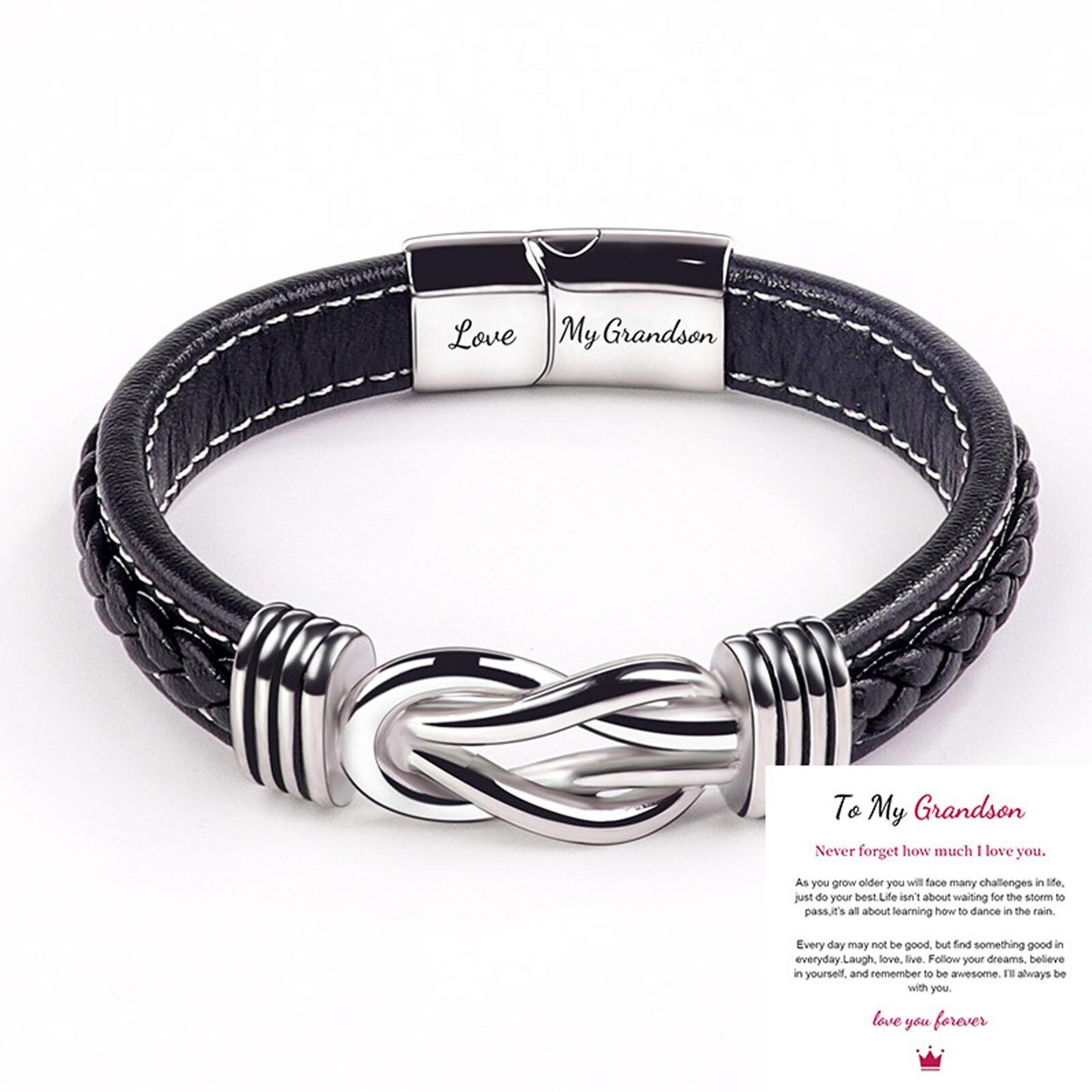 Leather Knot Bracelet for Men, Grandmother Gift
